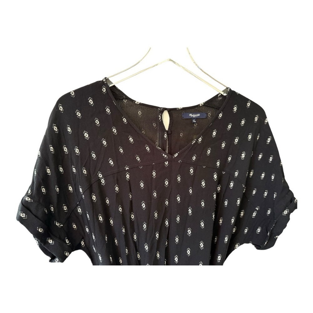 Women's Madewell Perimeter Romper Black/White Diamond Stitch Print Size S - Picture 4 of 12